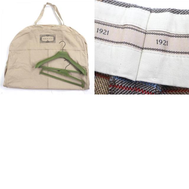 極美品▼GUCCI グッチ 675837 680704 ウール100% GG柄 チェック柄 ダブルスーツ セットアップ ブラウン 48 ガーメント付 正規品 メンズ_9