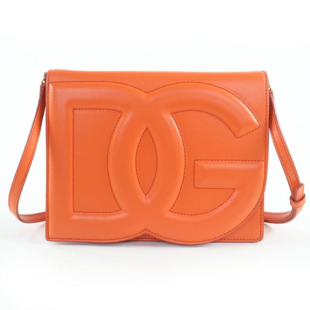 極美品☆DOLCE&GABBANA ドルチェ＆ガッバーナ DGロゴ 2WAY レザー ショルダーバッグ クラッチバッグ  オレンジ  箱・保存袋付