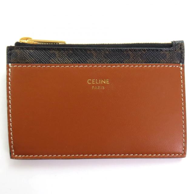 極美品◇CELINE セリーヌ トリオンフキャンバス フラグメントケース パスケース レザー カードケース ブラウン 箱・保存袋付 イタリア製