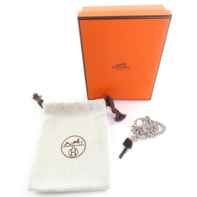 極美品◇HERMES エルメス クレ シュヴァル ネックレス メタル ペンダント ネックレス シルバー ブラック 箱・保存袋付 フランス製 メンズ_1