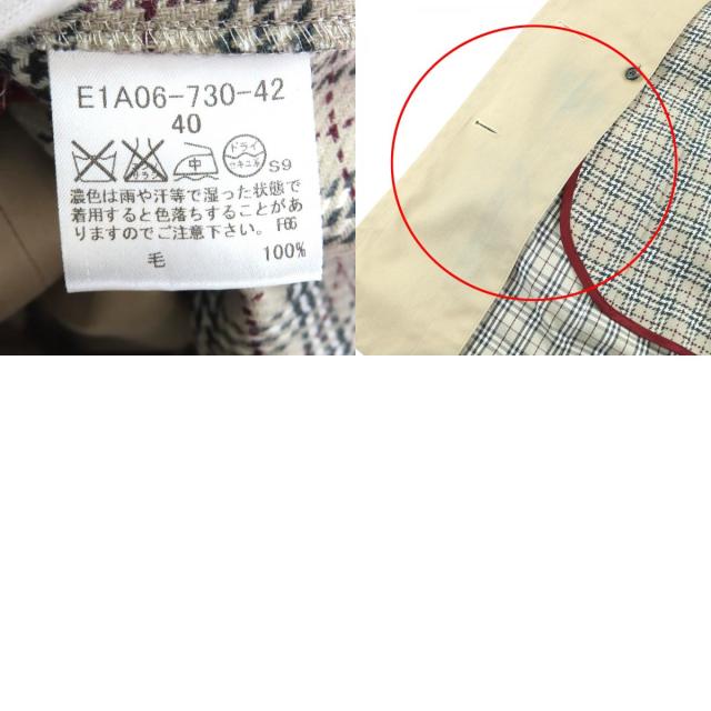 美品△BURBERRY BLUE LABEL バーバリーブルーレーベル 綿100％ 裏地チェック柄 ウールライナー付き トレンチコート ベージュ 40 正規品_9