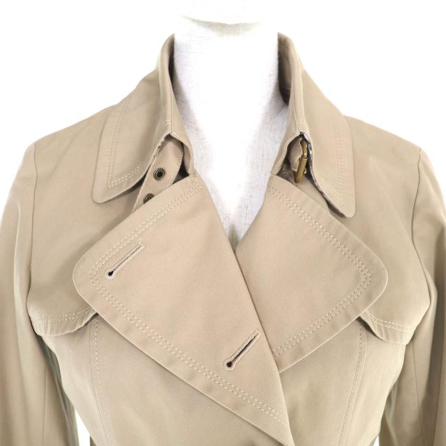 美品△BURBERRY BLUE LABEL バーバリーブルーレーベル 綿100％ 裏地チェック柄 ウールライナー付き トレンチコート ベージュ 40 正規品_3