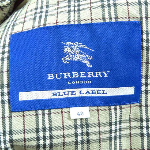 美品△BURBERRY BLUE LABEL バーバリーブルーレーベル 綿100％ 裏地チェック柄 ウールライナー付き トレンチコート ベージュ 40 正規品_6