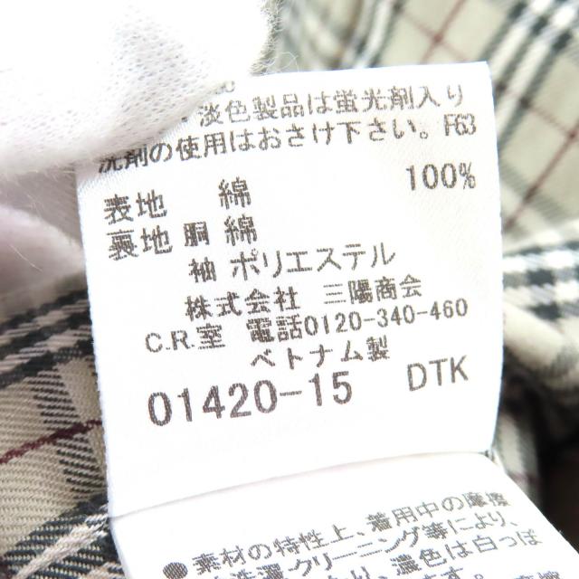 美品△BURBERRY BLUE LABEL バーバリーブルーレーベル 綿100％ 裏地チェック柄 ウールライナー付き トレンチコート ベージュ 40 正規品_8