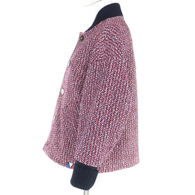未使用品◇ルイヴィトン 23AW 1AC1W8 FPVE51 モノグラム トリコロール ブークレツイード バーシティジャケット 36 正規品 定価731500円_1