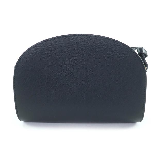 美品★A.P.C. アーペーセー ロゴ入り ハーフムーン レザー ショルダーバッグ 鞄 ダークネイビー 保存袋付き レディース_2