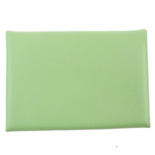 未使用品△HERMES エルメス カルヴィ デュオ エバーカラー ヴェールクリケット ケース付き 二つ折り カードケース B刻印 箱付 仏製