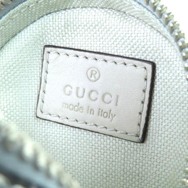 未使用品△GUCCI グッチ 812339 GG柄 パテントレザー 丸型 ポーチ シルバー 箱・保存袋付き イタリア製 レディース_7
