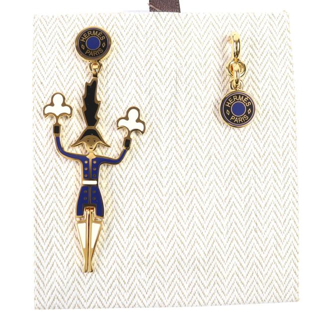 未使用品△HERMES エルメス グランド・パラード Boucles d’oreilles Artificier 花火師 ピアス 現行品 ゴールド ネイビー