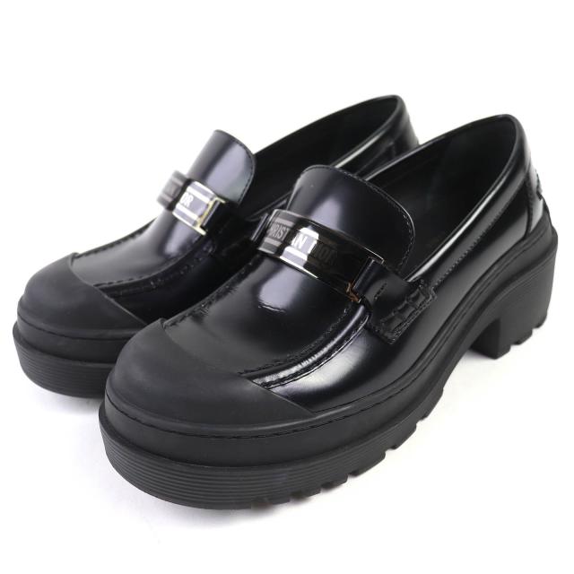 極美品△Christian Dior クリスチャンディオール CODE コード パテントレザー ロゴ金具 ローファー ブラック 35 箱・保存袋付 イタリア製