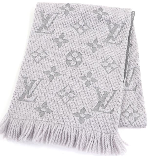 美品□LOUIS VUITTON ルイヴィトン 2021年製 M74742 エシャルプ・ロゴマニア ウール シルク フリンジマフラー グリペルル 伊製 正規品