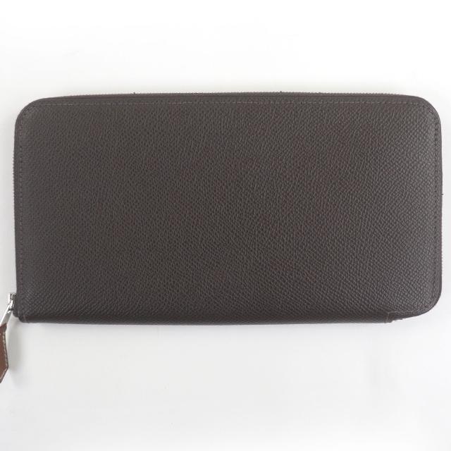 美品□HERMES エルメス アザップロングシルクイン ヴォーエプソン ラウンドジップウォレット 長財布 エベンヌ シルバー Z刻印 フランス製_1