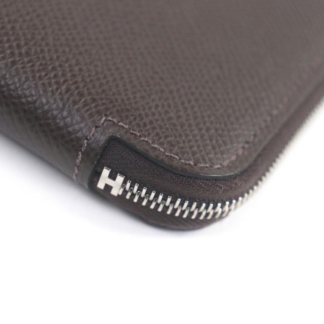 美品□HERMES エルメス アザップロングシルクイン ヴォーエプソン ラウンドジップウォレット 長財布 エベンヌ シルバー Z刻印 フランス製_4