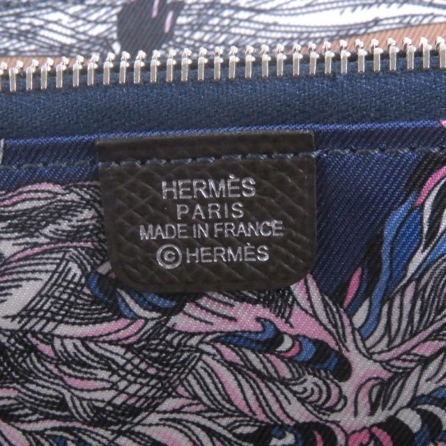 美品□HERMES エルメス アザップロングシルクイン ヴォーエプソン ラウンドジップウォレット 長財布 エベンヌ シルバー Z刻印 フランス製_7