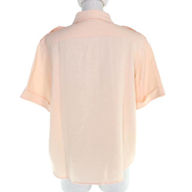 極美品△Loro Piana ロロピアーナ FAM7333 アンナリーザ リネン ウール 半袖シャツ ベージュ 44 イタリア製 正規品 レディース_2