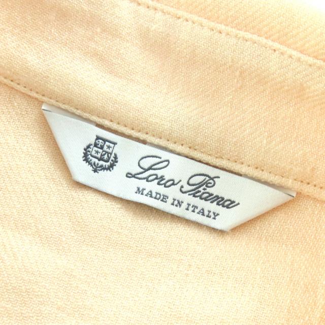 極美品△Loro Piana ロロピアーナ FAM7333 アンナリーザ リネン ウール 半袖シャツ ベージュ 44 イタリア製 正規品 レディース_5