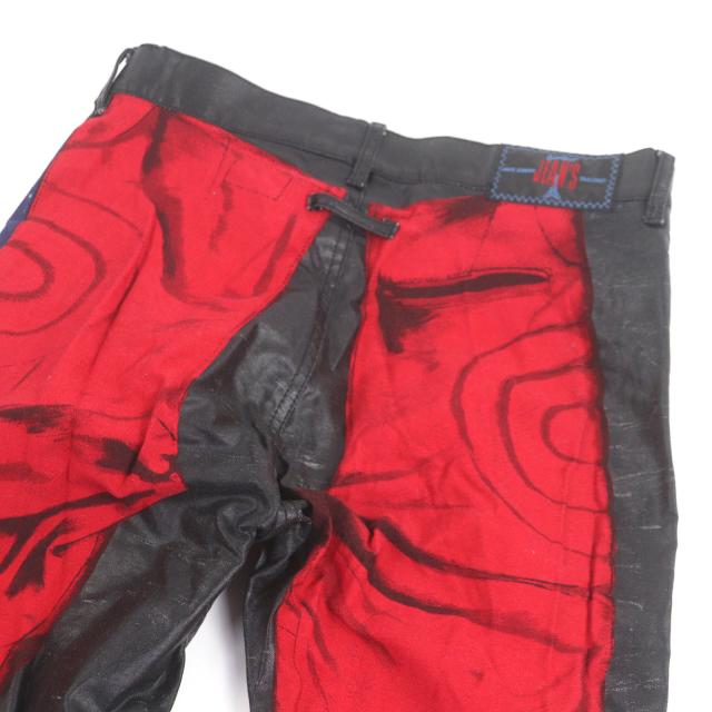 美品□GAULTIER JEAN’S ゴルチエジーンズ ヴィンテージ トロンプルイユ コーティング加工 バイカーパンツ ブラック 46 日本製 正規品_3