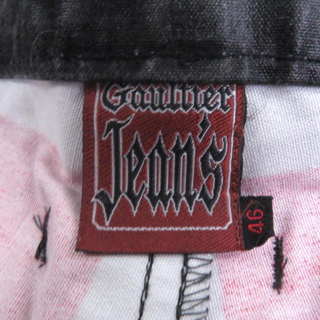 美品□GAULTIER JEAN’S ゴルチエジーンズ ヴィンテージ トロンプルイユ コーティング加工 バイカーパンツ ブラック 46 日本製 正規品_5