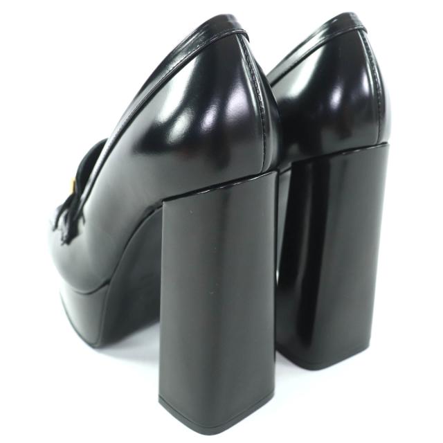 未使用品◇Sergio Rossi セルジオロッシ SR NORA チャンキーヒール レザー パンプス ブラック ゴールド金具 36.5 保存袋付き イタリア製_5