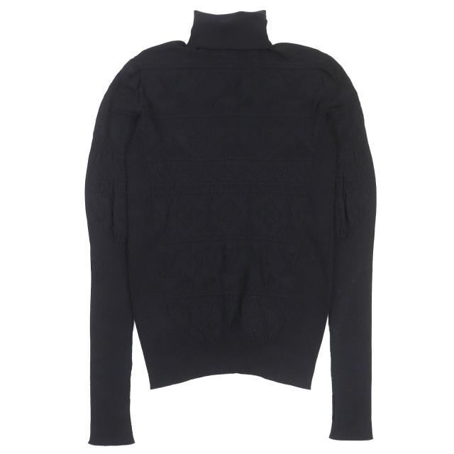 極美品△LOUIS VUITTON ルイヴィトン 23SS LVロゴ織柄 タートルネック 長袖 ニット セーター ブラック XS イタリア製 正規品 メンズ