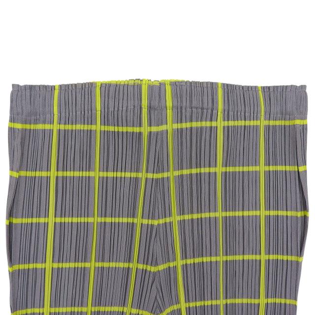 極美品▲PLEATS PLEASE プリーツプリーズ イッセイミヤケ PP61-JF414 格子柄 パンツ グレー イエロー 3 日本製 正規品 レディース_3