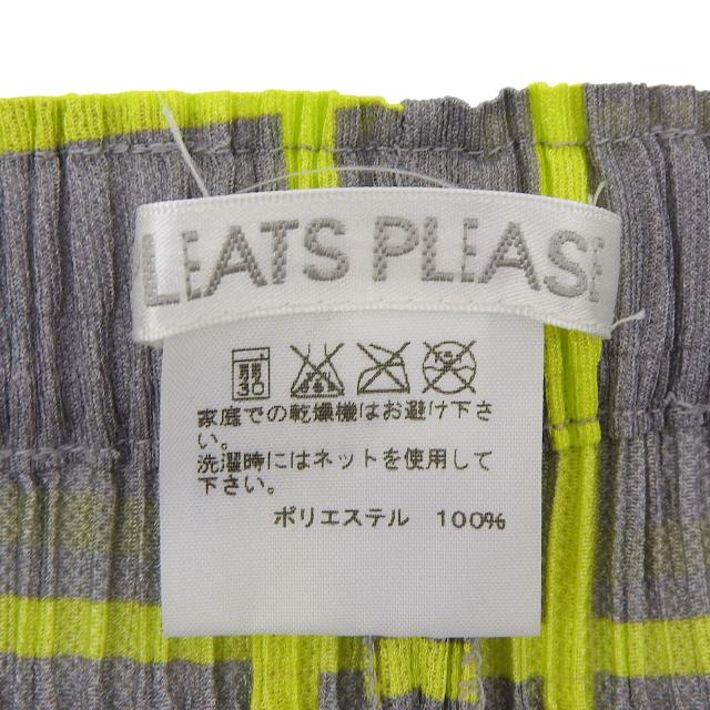 極美品▲PLEATS PLEASE プリーツプリーズ イッセイミヤケ PP61-JF414 格子柄 パンツ グレー イエロー 3 日本製 正規品 レディース_6