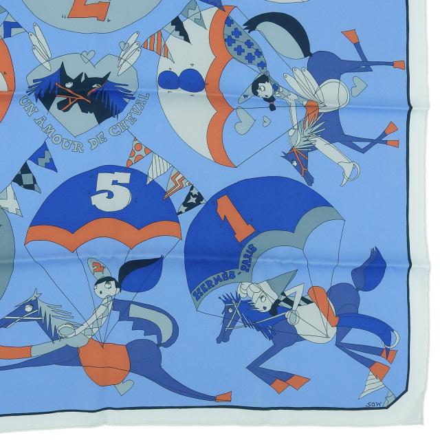 未使用品▲HERMES エルメス カレ70 UN AMOUR DE CHEVAL 馬への愛 シルク100％ スカーフ マルチカラー 箱付き フランス製 レディース_5