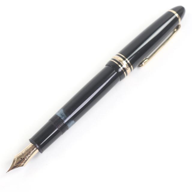 良品□MONTBLANC モンブラン マイスターシュテュック 146 キャップ式 ペン先14K EFニブ 万年筆 ブラック ゴールド ドイツ製 メンズ