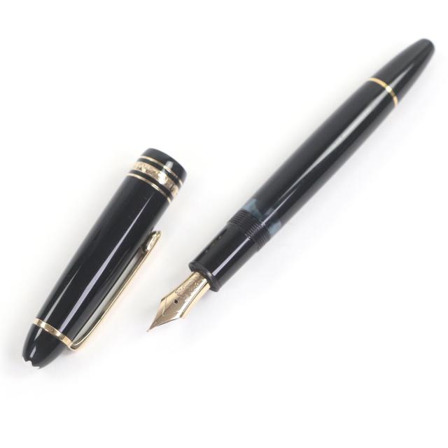 良品□MONTBLANC モンブラン マイスターシュテュック 146 キャップ式 ペン先14K EFニブ 万年筆 ブラック ゴールド ドイツ製 メンズ_1