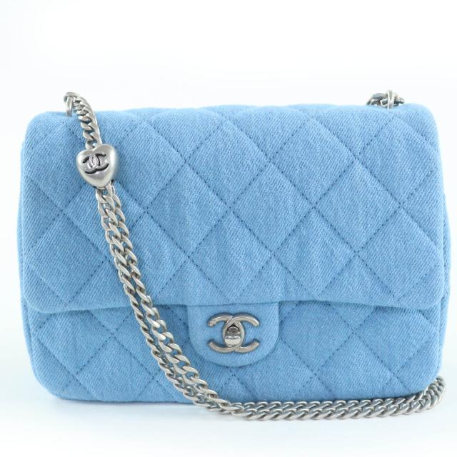 未使用品☆CHANEL シャネル マトラッセ24 クルーズコレクション ランダムシリアル シングルフラップ デニム ハートチェーン バッグ