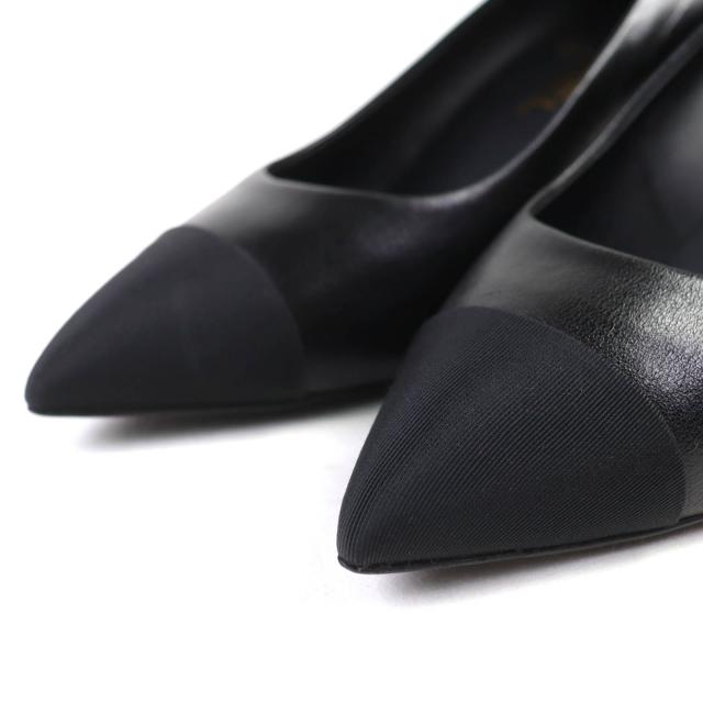 美品△CHANEL シャネル G31984 ココマーク 異素材切替 ポインテッドトゥ レザー パンプス ブラック 37 保存袋付き イタリア製 レディース 美品△CHANEL シャネル G31984 ココマーク 異素材切替 ポインテッド