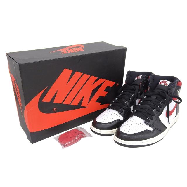 未使用品▲NIKE ナイキ 555088-061 AIR JORDAN 1 RETRO HIGH OG レザー ハイカットスニーカー ホワイト ブラック レッド 28.5cm メンズ