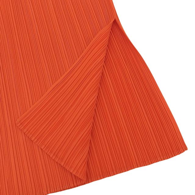 極美品▲PLEATS PLEASE プリーツプリーズ イッセイミヤケ PP11-JH201 マキシ丈 ノースリーブワンピース ネオンオレンジ 2 日本製 正規品_4
