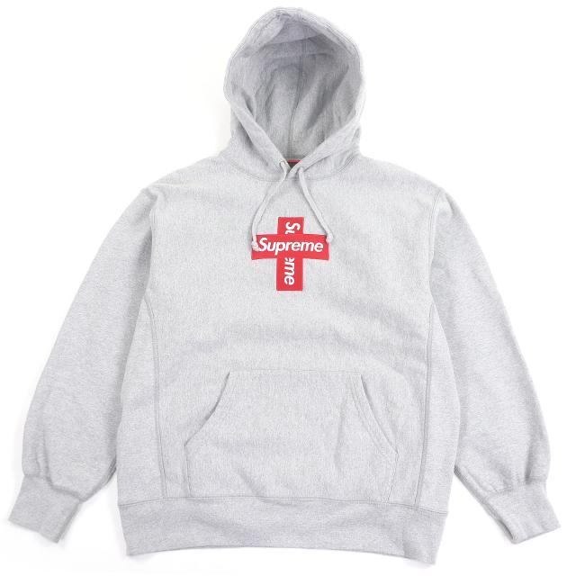 美品□Supreme シュプリーム 20AW Cross Box Logo Hooded Sweatshirt プルオーバーパーカー フーディー グレー M カナダ製 正規品 メンズ