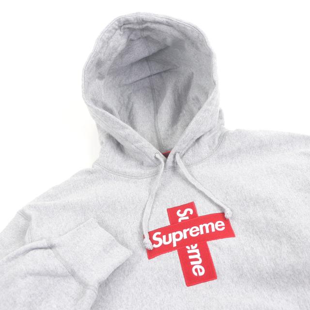 美品□Supreme シュプリーム 20AW Cross Box Logo Hooded Sweatshirt プルオーバーパーカー フーディー グレー M カナダ製 正規品 メンズ_1