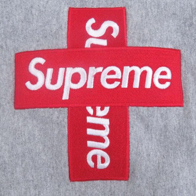 美品□Supreme シュプリーム 20AW Cross Box Logo Hooded Sweatshirt プルオーバーパーカー フーディー グレー M カナダ製 正規品 メンズ_3