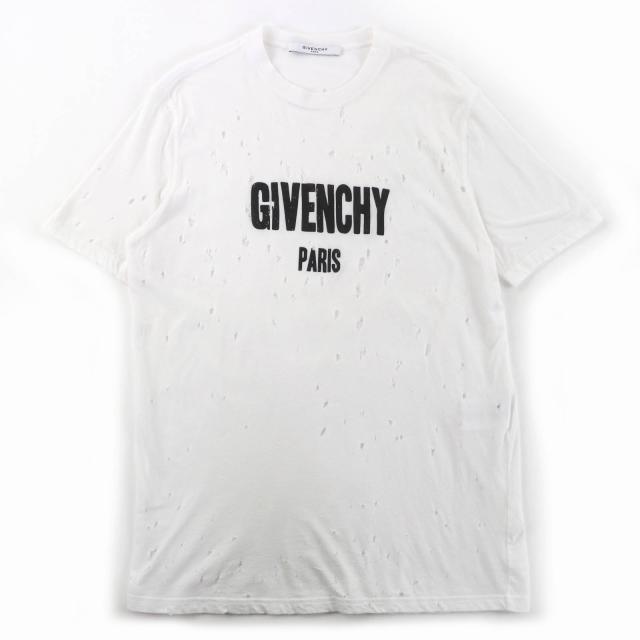 極美品☆GIVENCHY ジバンシィ BW700D305P コットン100％ デストロイ加工 半袖Ｔシャツ トップス ホワイト XS 正規品 メンズ