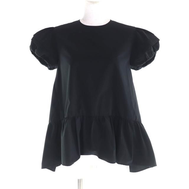 極美品★YOKO CHAN ヨーコチャン 2021年製 YCB-221-261 裾フリル パフスリーブ ブラウス トップス ブラック 38 日本製 正規品 レディース