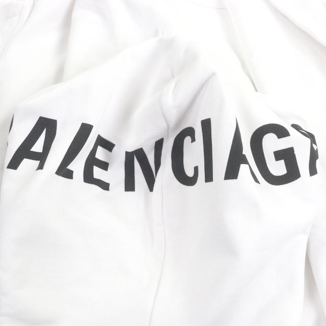 極美品□BALENCIAGA バレンシアガ 528351 コットン100％ ロゴプリント プルオーバーパーカー フーディー ホワイト XS 正規品 メンズ_3
