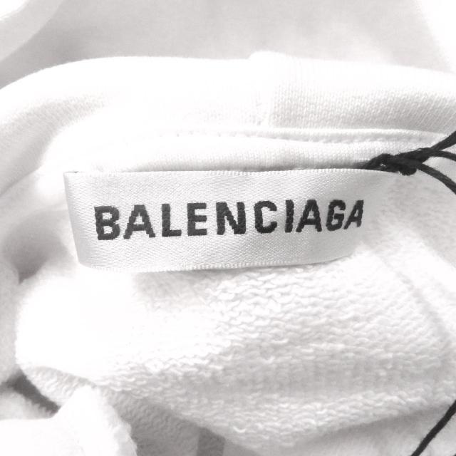 極美品□BALENCIAGA バレンシアガ 528351 コットン100％ ロゴプリント プルオーバーパーカー フーディー ホワイト XS 正規品 メンズ_4