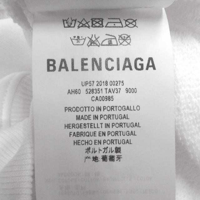 極美品□BALENCIAGA バレンシアガ 528351 コットン100％ ロゴプリント プルオーバーパーカー フーディー ホワイト XS 正規品 メンズ_6