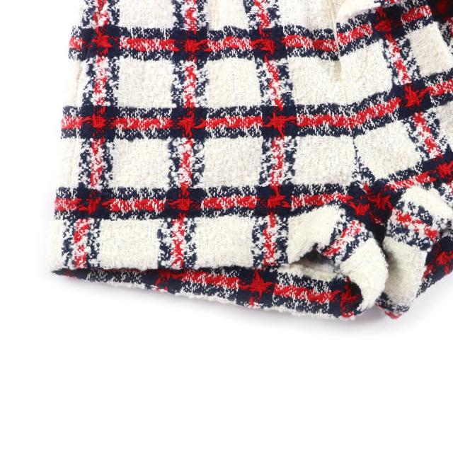 極美品★GUCCI グッチ 657877 ウール混 ロゴボタン付 チェック柄 ツイード ショートパンツ マルチ 38 イタリア製 正規品 レディース_4