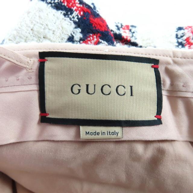 極美品★GUCCI グッチ 657877 ウール混 ロゴボタン付 チェック柄 ツイード ショートパンツ マルチ 38 イタリア製 正規品 レディース_6