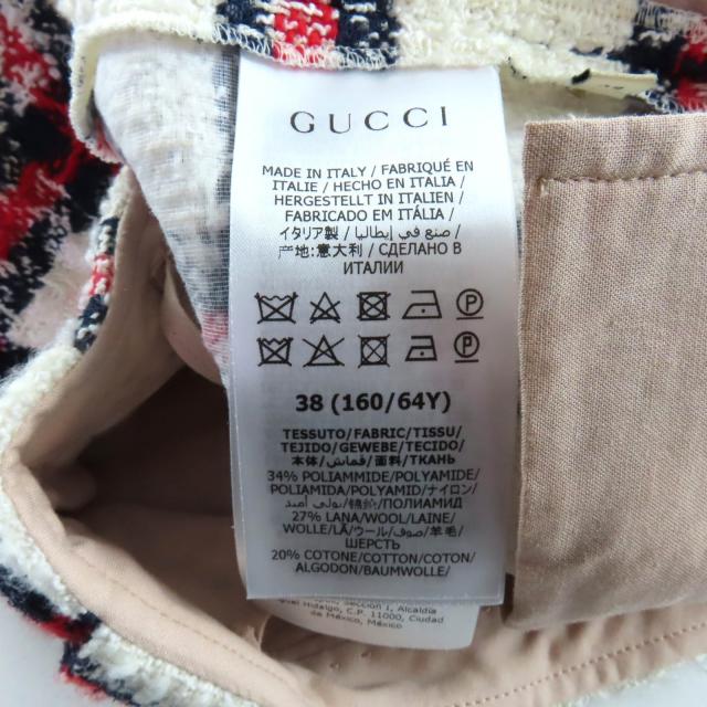 極美品★GUCCI グッチ 657877 ウール混 ロゴボタン付 チェック柄 ツイード ショートパンツ マルチ 38 イタリア製 正規品 レディース_8