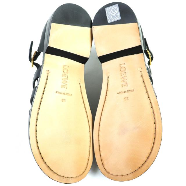 未使用品△LOEWE ロエベ L814465X77 CAMPO カンポ ロゴバックル レザー グルカサンダル ブラック 38 箱・保存袋付 イタリア製 レディース_7