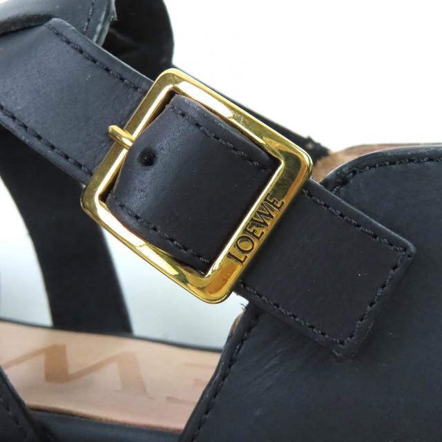 未使用品△LOEWE ロエベ L814465X77 CAMPO カンポ ロゴバックル レザー グルカサンダル ブラック 38 箱・保存袋付 イタリア製 レディース_8