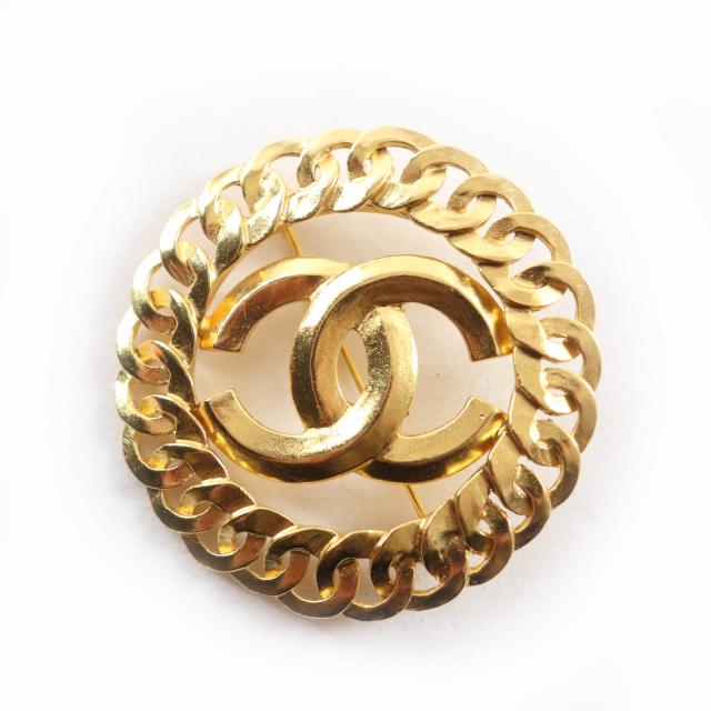 美品★CHANEL シャネル ヴィンテージ 96P ココマーク チェーンデザイン ブローチ アクセサリー ゴールド フランス製 レディース 45,045円