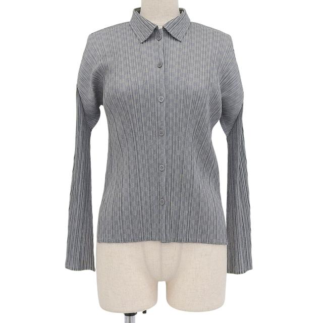 プリーツプリーズ イッセイミヤケ オープンカラーシャツ 半袖 スカイ