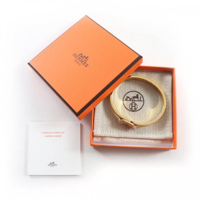 未使用品★HERMES エルメス 2024年製 ミニ・クリック シェーヌ・ダンクル/グラン・アパラ バングル ホワイト ゴールド 箱・保存袋付_1