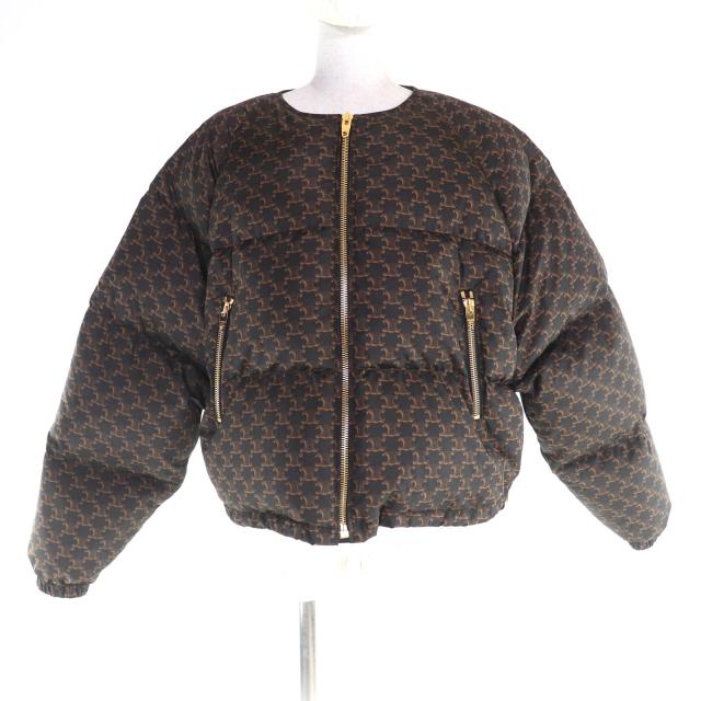 極美品★CELINE セリーヌ 2W782344N トリオンフマカダム ボンバー ダウンジャケット アウター ブラウン 40 イタリア製 正規品 レディース